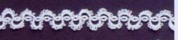 1/2" White Squiggle Tatting Lace Fabric With Curly Cue Center