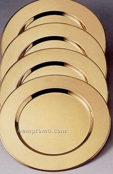 4 Piece Brass Plated Charger Plate Set