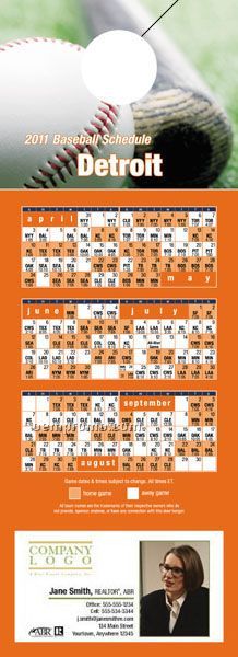 Detroit Pro Baseball Schedule Door Hanger (4" X 11")