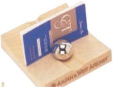 Maple Business Card Holder W/ 2 Removable Silver Balls