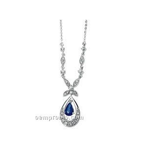 14kw Genuine Blue Sapphire And Diamond Necklace