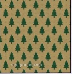 24"X100' Paper Or Foil Little Trees On Kraft Gift Wrap W/ Cutter Box