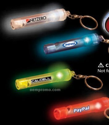 5" Clear Light-up Whistle Keychain