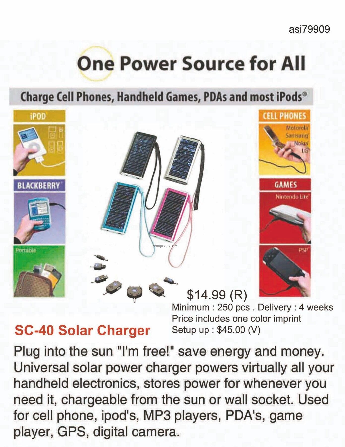 Solar Charger For Iphone, Ipod, Blackberry, Android, Htc