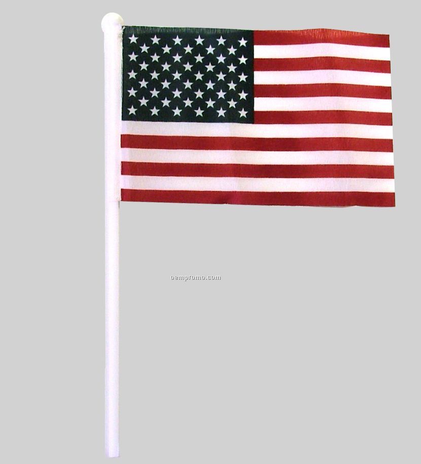 Usa Flag 4" X 6" With White Plastic Pole