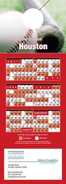 Houston Pro Baseball Schedule Door Hanger (4" X 11")