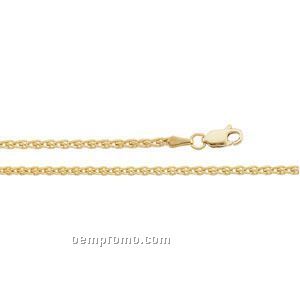 Ladies' 7" 14ky 2mm Wheat Chain Bracelet