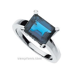 14kw Genuine London Blue Topaz Ring
