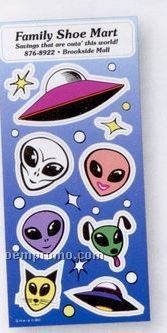 Adventure Sticker Sheet W/ Alien Heads & Flying Saucers