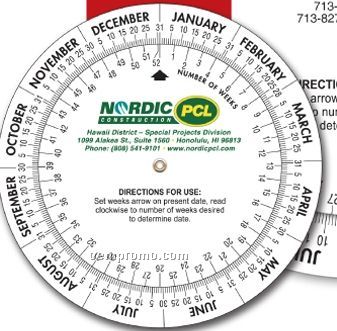 Date Calculator Double Wheel - 4" Diameter Base - (4 Color Front)