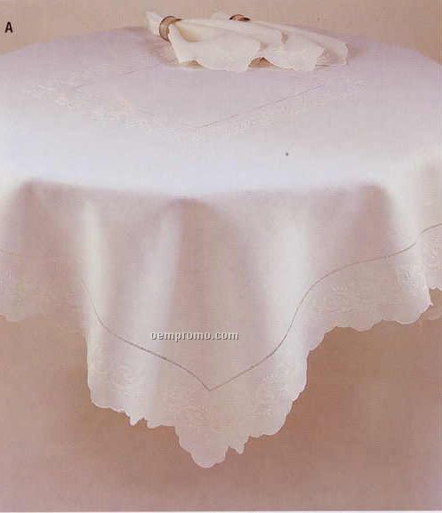 Linen 54"X54" Square Table Topper & 6 Napkin Brdige Set With Madeira