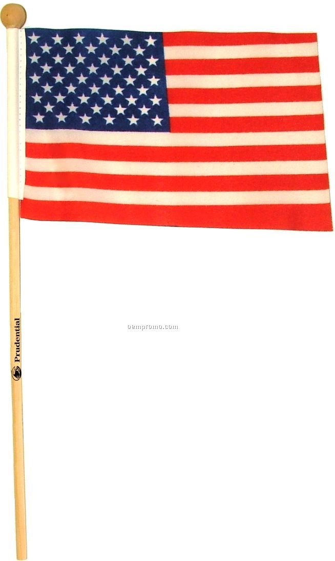 12" X 18" Usa Flag With Wooden Pole