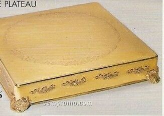 22" Gold Finished Square Cake Plateau