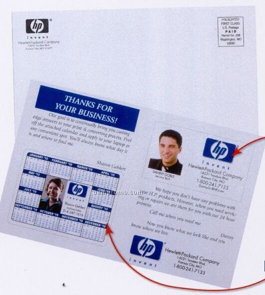 Direct Mail Postcard With Repositionable Calendar & Business Card