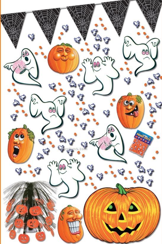 Halloween Party Kit With Pennant Banner & Ghost Decorations