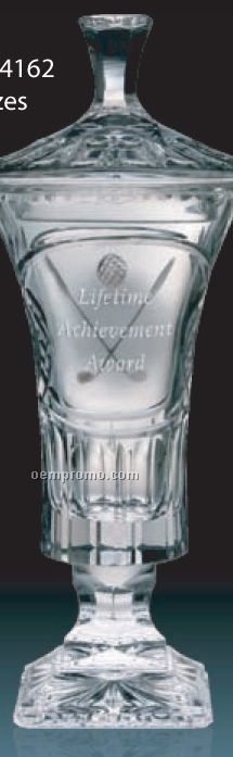 Hand Cut Crystal Vase Award /13"