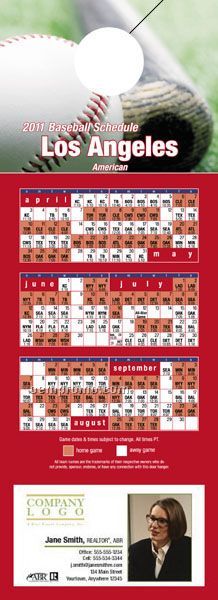 Los Angeles (American) Pro Baseball Schedule Door Hanger (4" X 11")