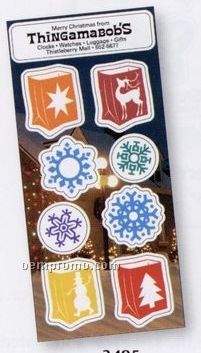 White Paper Christmas Holiday Sticker Sheet (Snowflakes & Bags)