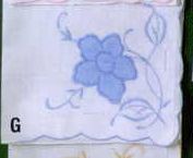15" Ladies White Handkerchief With Large Blue Flower Corner