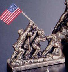 Military Line Zinc Casting Statues With Flag (Small Iwo Jima)