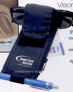 Mini Visor Mount Organizer Strap W/ Soft Padded Adjustable Sunglass Holder