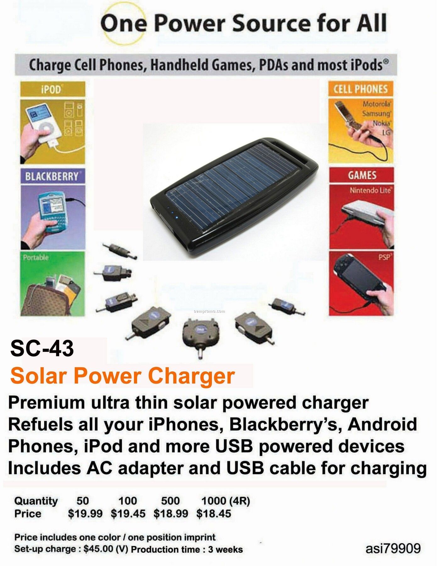 Solar Power Charger For Iphone, Iphone, Blackberry And Android