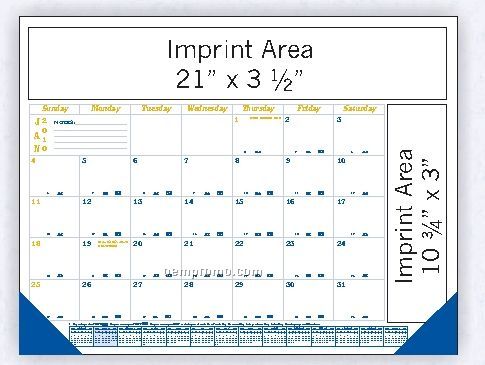Blue / Gold Desk Calendar W/ 2 Imprint Areas & Color Imprint (After 8/31)