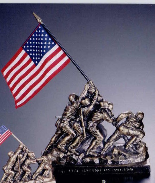 Military Line Zinc Casting Statues W Flag (Large Iwo Jima)