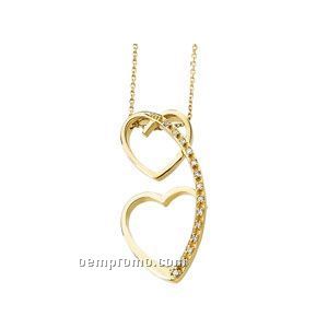 14kw 1/6 Ct Tw Diamond Heart Pendant On 16" Snake Chain