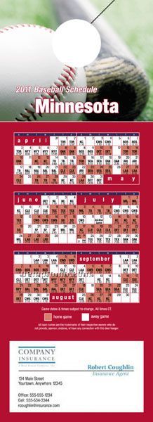 Minnesota Pro Baseball Schedule Door Hanger (4" X 11")