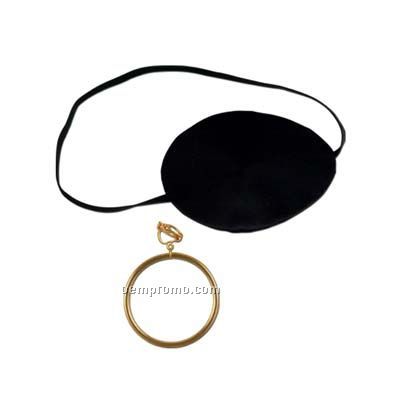 Pirate Eye Patch W/ Plastic Gold Earring