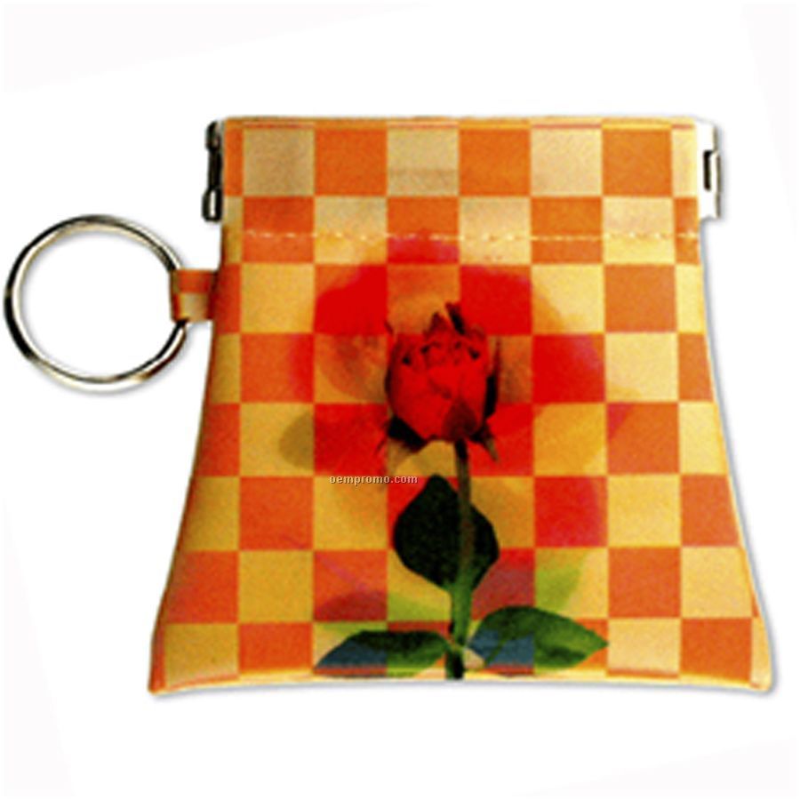 3d Lenticular Squeeze-top Coin Purse W/Key Ring (Custom)