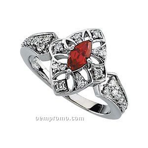 14kw Chatham Created Ruby And 1/4 Ct Tw Diamond Ring