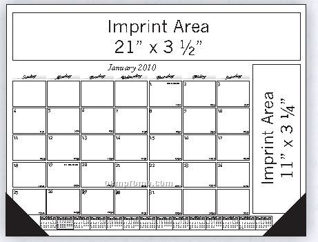 Black Desk Calendar W/ 2 Imprint Areas & Color Imprint (Order After 8/31)
