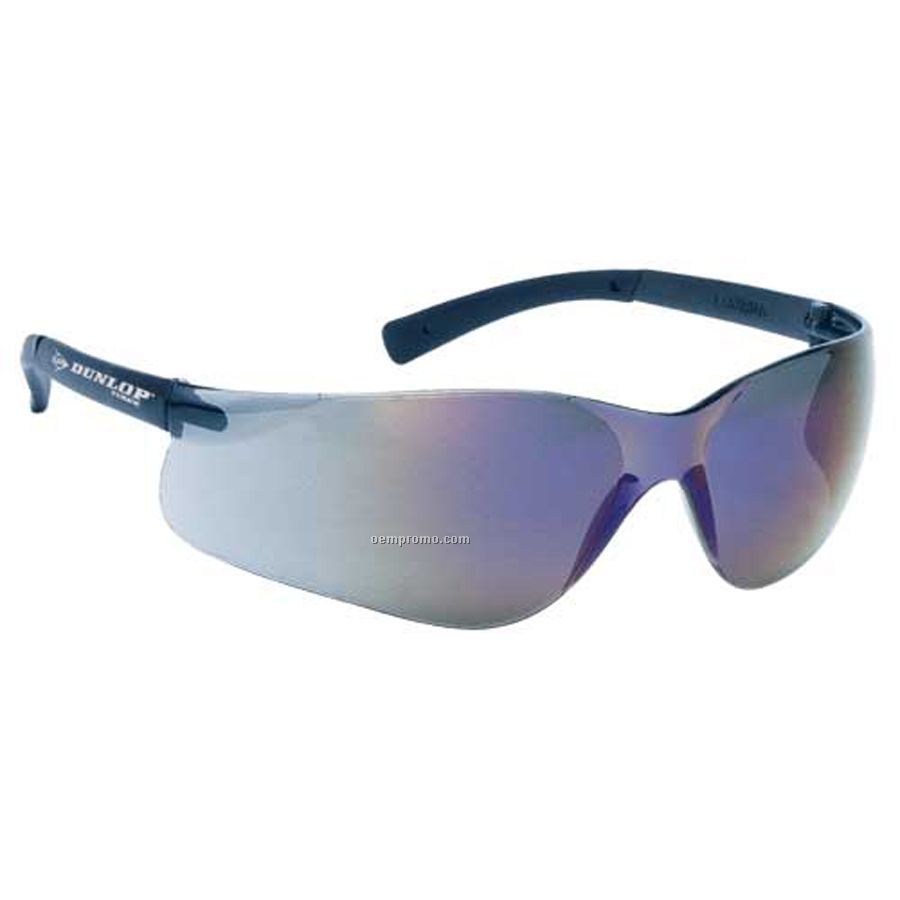 Lightweight Wrap-around Safety Eyeglasses (Blue Mirror Lens/Self Frame)