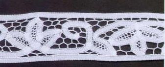 2-1/4" White Battenberg Lace Fabric With Half Flower