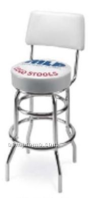 Double Ring Base Logo Seating Stool W/ Back (Top/ Side Imprint - Assembled)