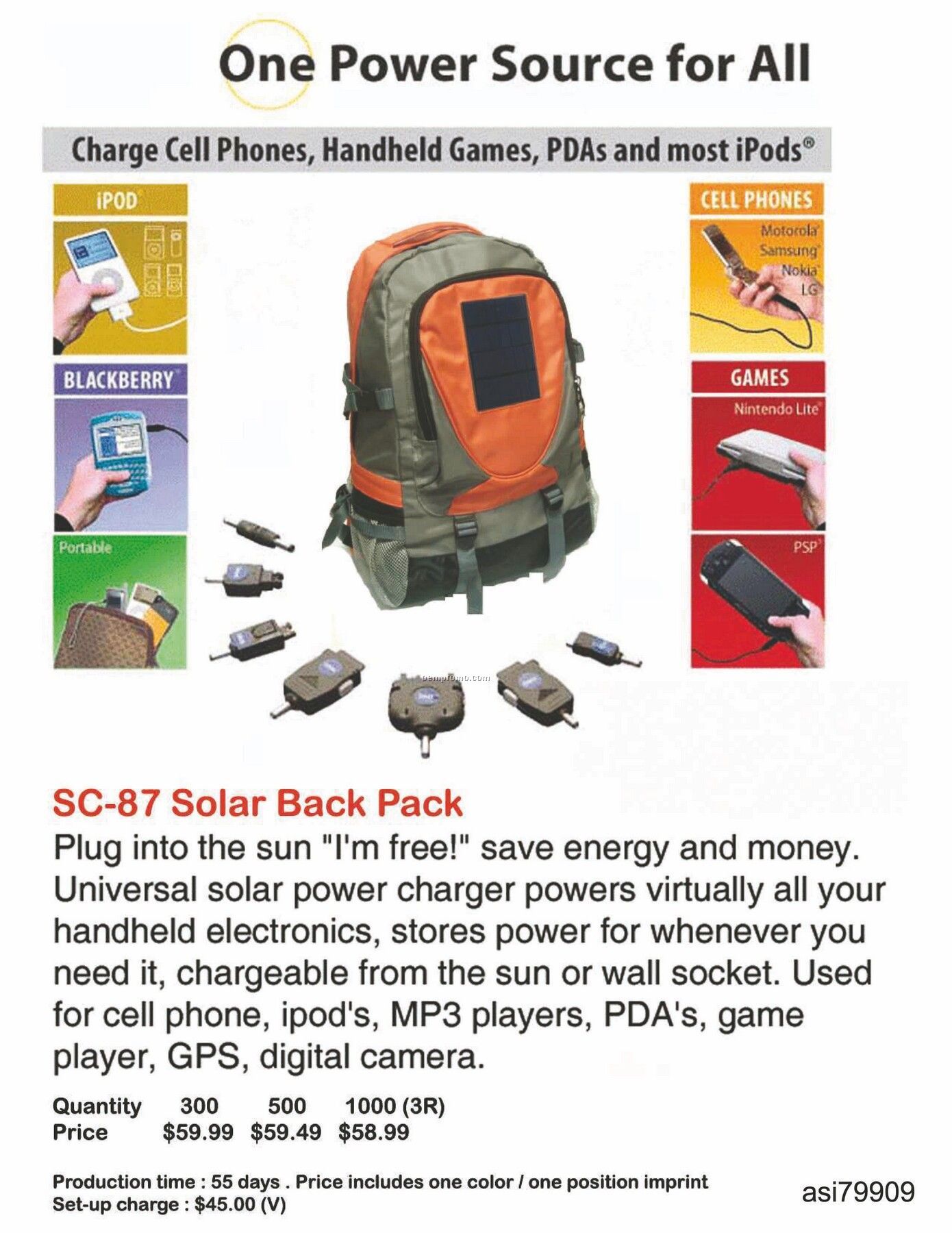 Solar Backpack For Cell Phones And Mp3 Players, Iphone, Ipod, Blackberry