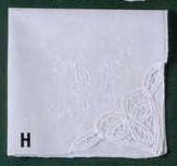 13" Ladies White Handkerchief With Heart Border