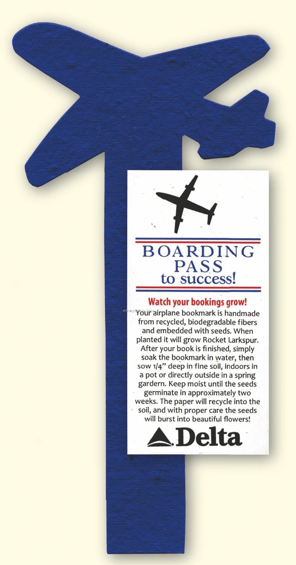 Airplane Shape Bookmark Embedded With Wildflower Seed