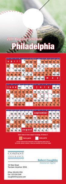 Philadelphia Pro Baseball Schedule Door Hanger (4" X 11")
