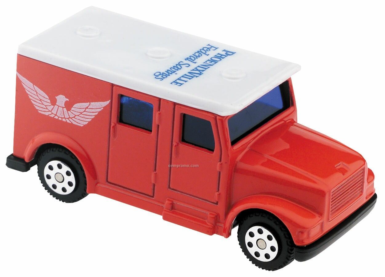 Red/White Armored Car Die Cast Mini Vehicle