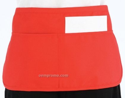 Solid Color Twill Short Waist Apron W/ 2 Divisional Pocket (10"X23"