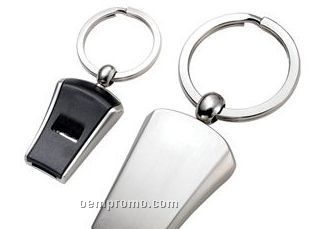 Brushed Silver & Black Whistle Key Ring