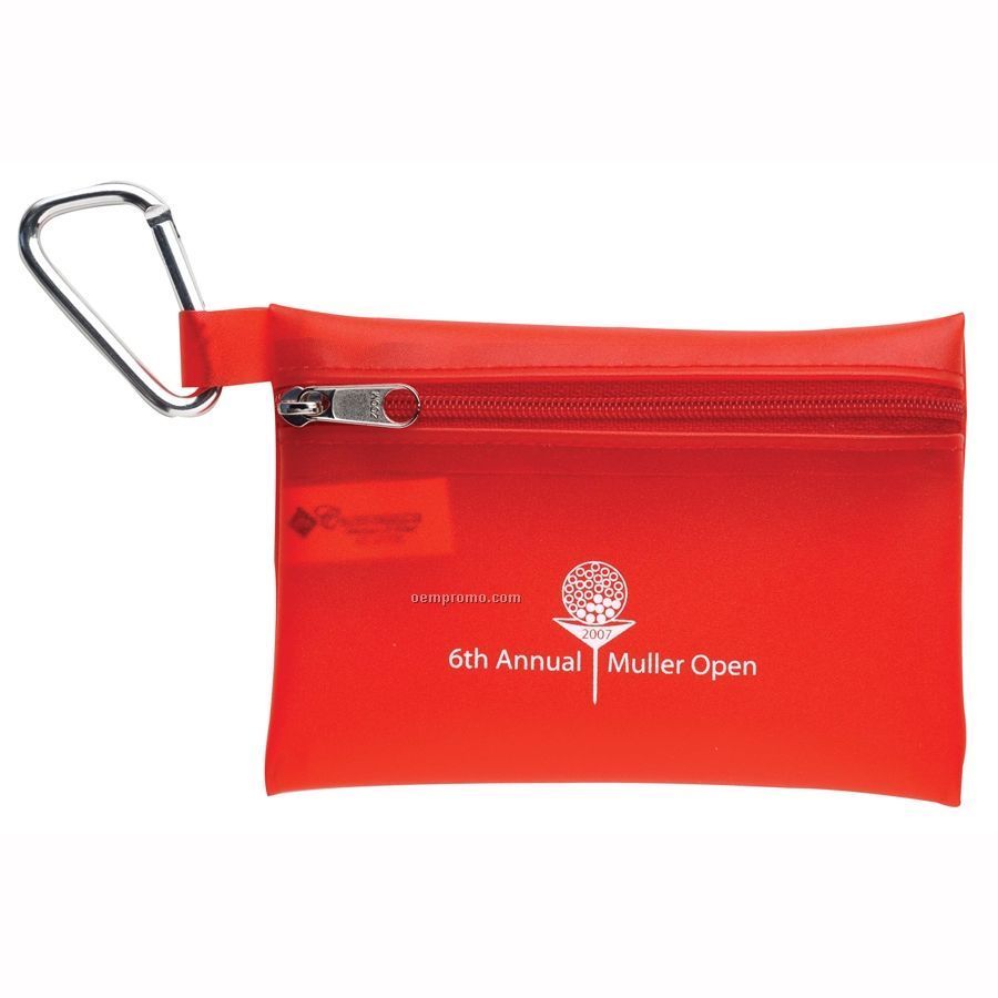 Frosted Translucent Zip Pouch W/ Carabiner
