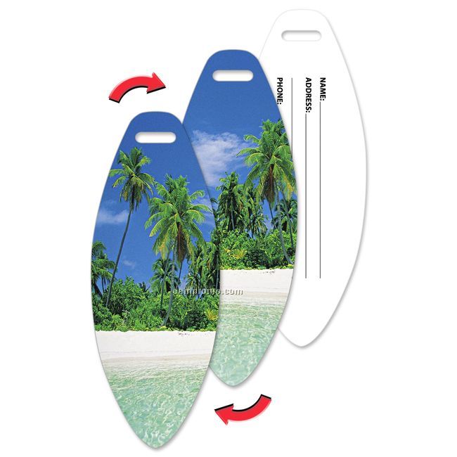 Luggage Tag, Tropical Palm Tree Lenticular Flip Stock Design, Blank