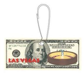 Vegas Roulette Table On $100 Bill Zipper Pull
