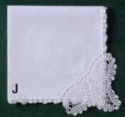13" Ladies White Lace Handkerchief With Butterfly Border