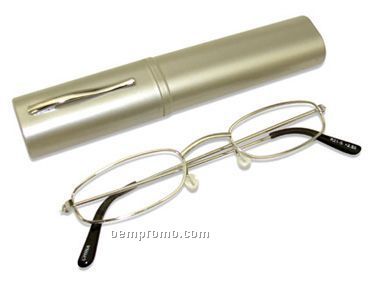 Silver Reading Glasses W/Silver Cases