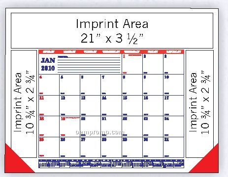 Blue / Red Desk Calendar W/ 3 Imprint Areas (Order After 8/31)